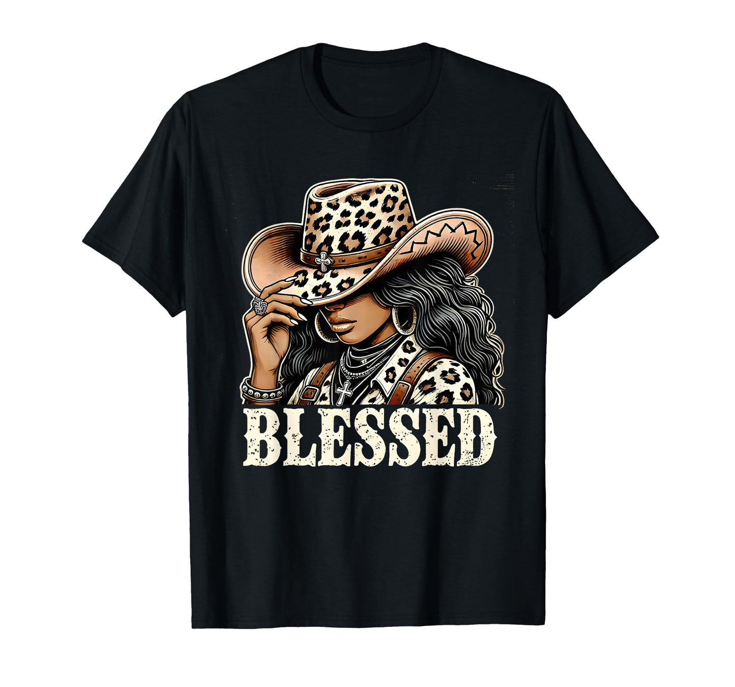Vintage African Christian Woman Retro Black Western Cowgirl T-Shirt