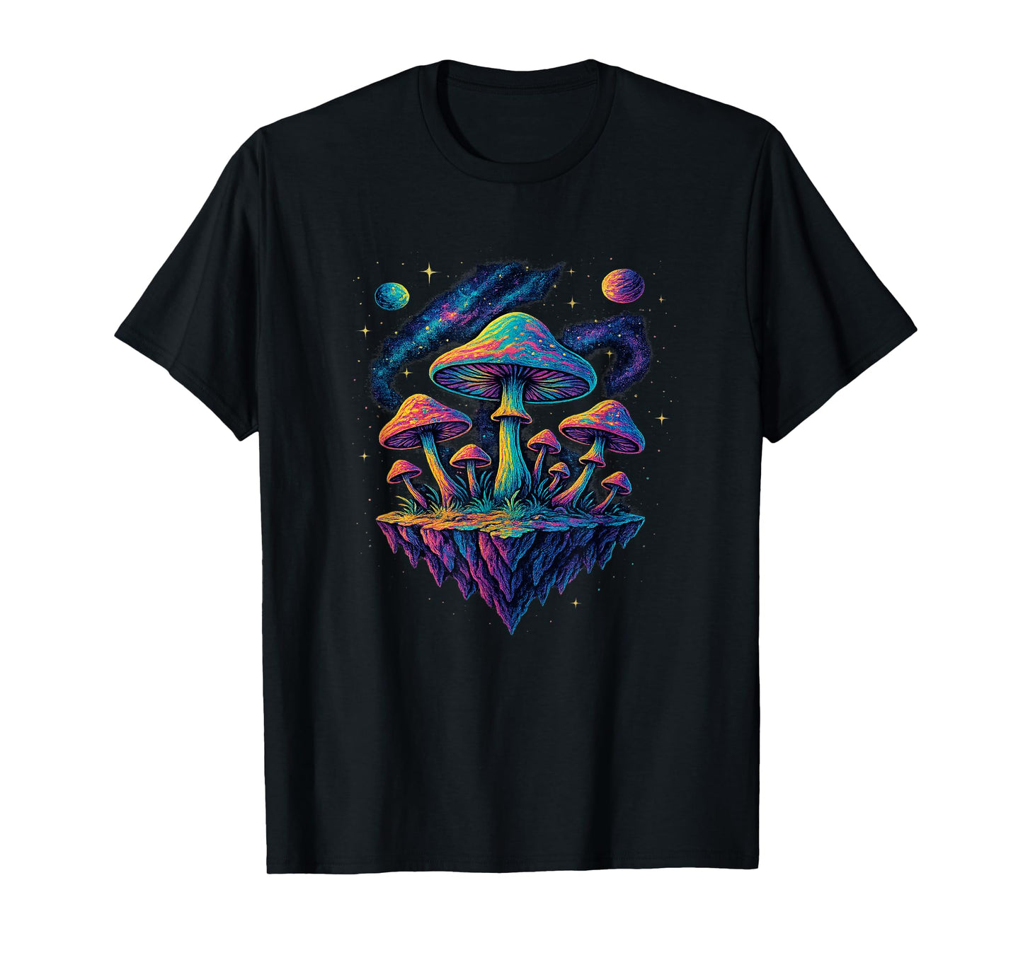 Psychedelic Celestial Cosmic Space Mushrooms Galaxy Graphic T-Shirt
