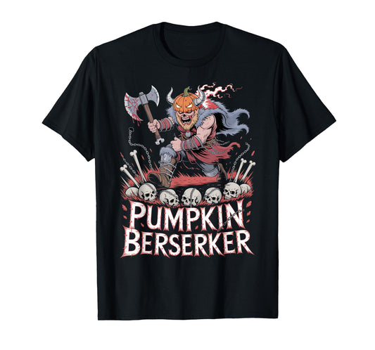 Pumpkin Head Viking Berserker - Funny Viking Halloween T-Shirt