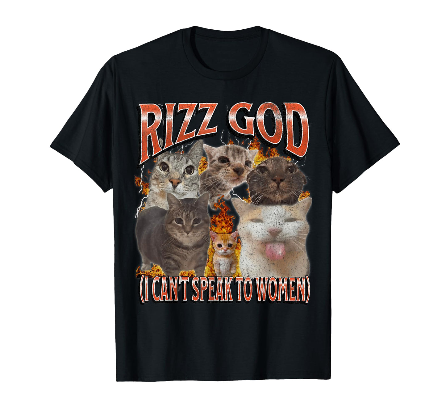 Rizz God I Can't Speak To Women Funny Cat Meme Bootleg T-Shirt