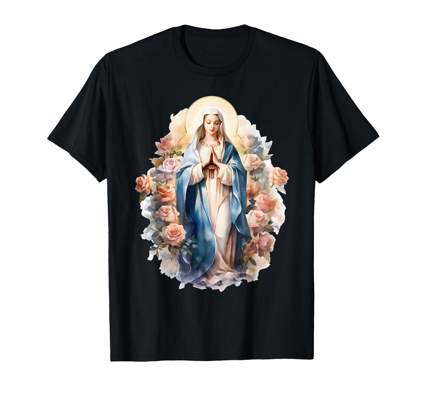 Blessed Mother Mary Mother of Jesus Roses Our Lady Catholic T-Shirt