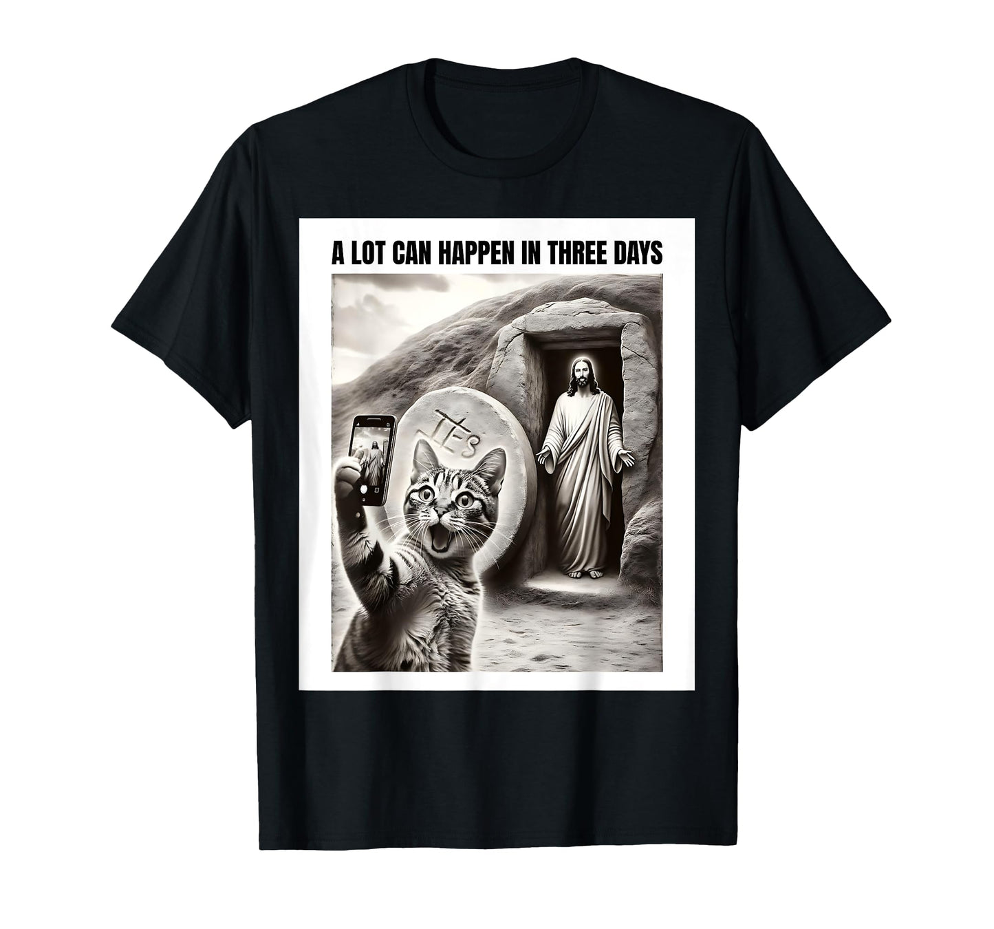 Easter Meme Cat Taking Selfie Jesus Resurrection Christian T-Shirt for Men Women Girls Kids