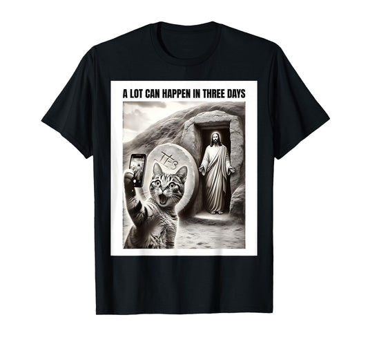 Easter Meme Cat Taking Selfie Jesus Resurrection Christian T-Shirt for Men Women Girls Kids