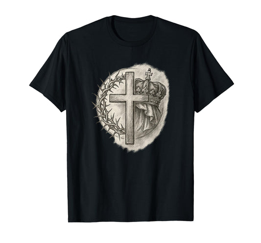 Cross with Crown of Thorns and Royal Christian Art T-Shirt