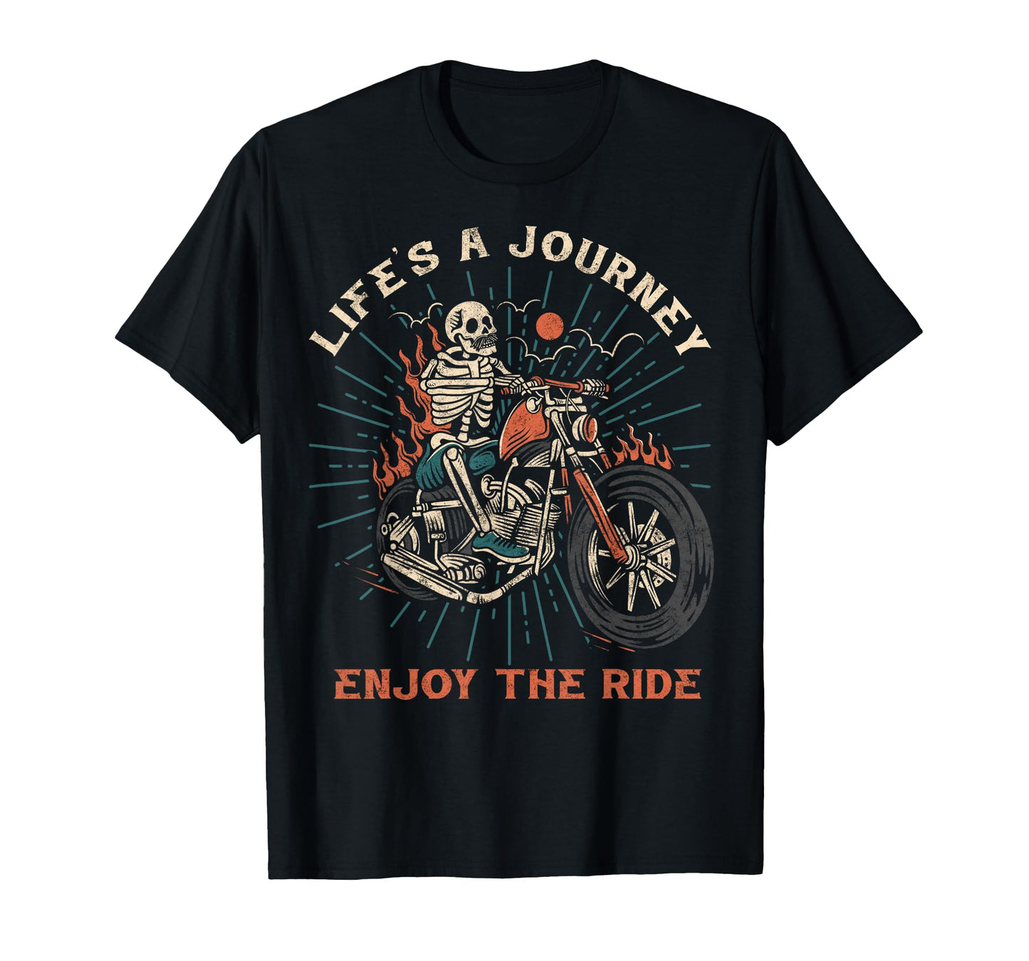 Life is a Journey Enjoy the Ride Motorcycle Biker Skeleton T-Shirt