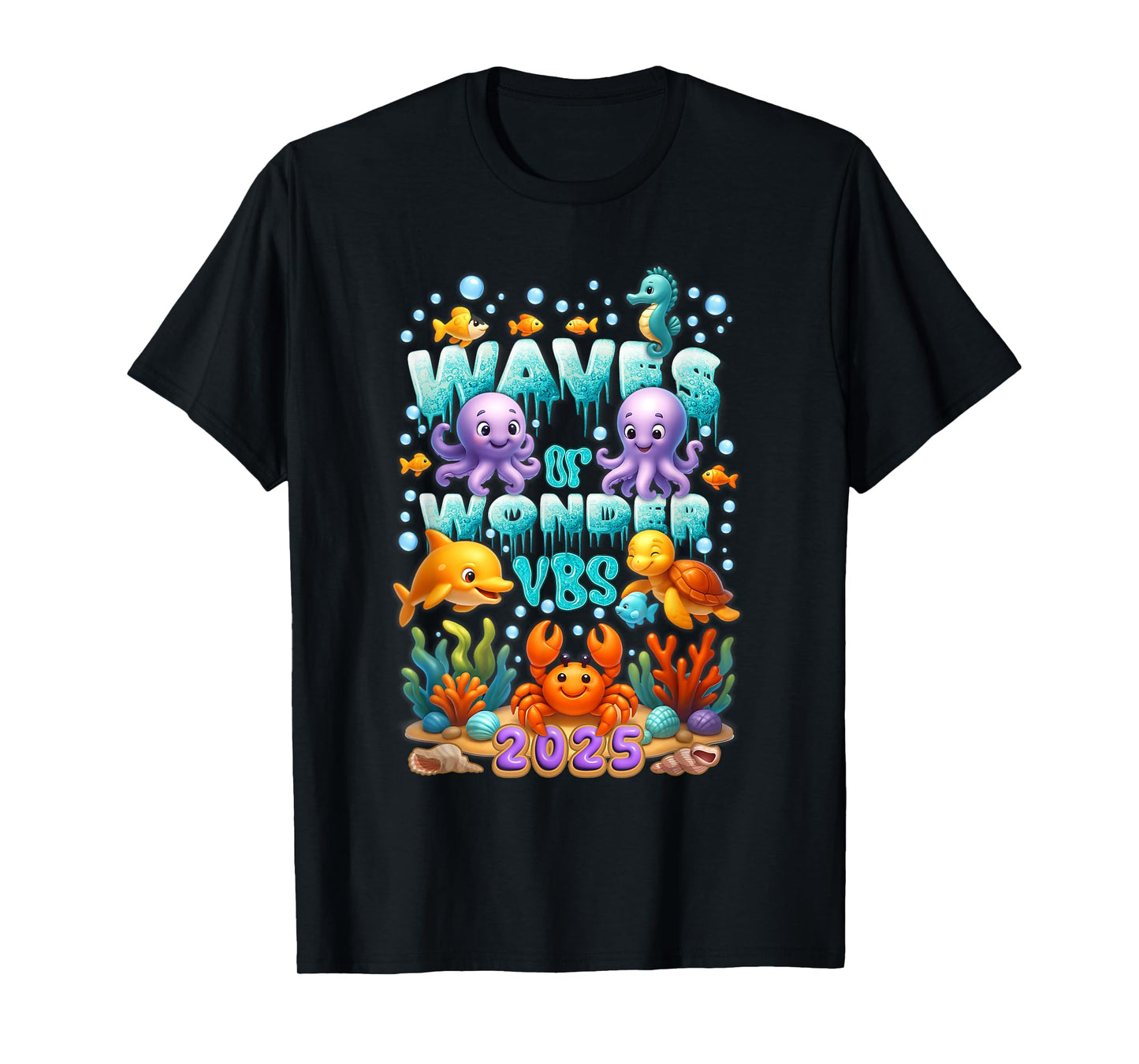 Waves O f Wonder VBS Ocean Sea Life Christian Faith Camp T-Shirt