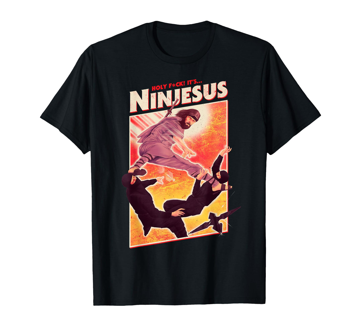 It's Ninjesus 80s Action Movie Atheist Christian Ninja Jesus T-Shirt