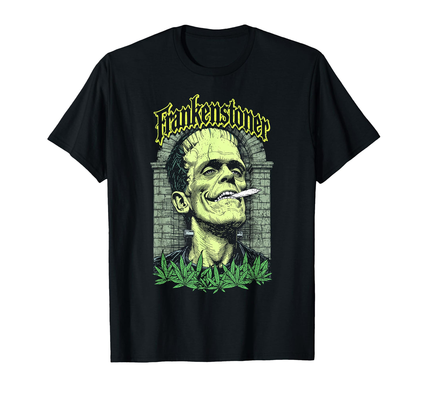 Funny Weed Frankenstein Frankenstoner Stoner Halloween 420 T-Shirt