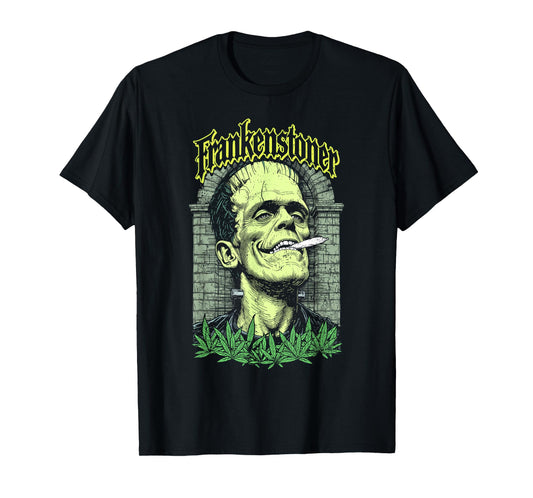Funny Weed Frankenstein Frankenstoner Stoner Halloween 420 T-Shirt