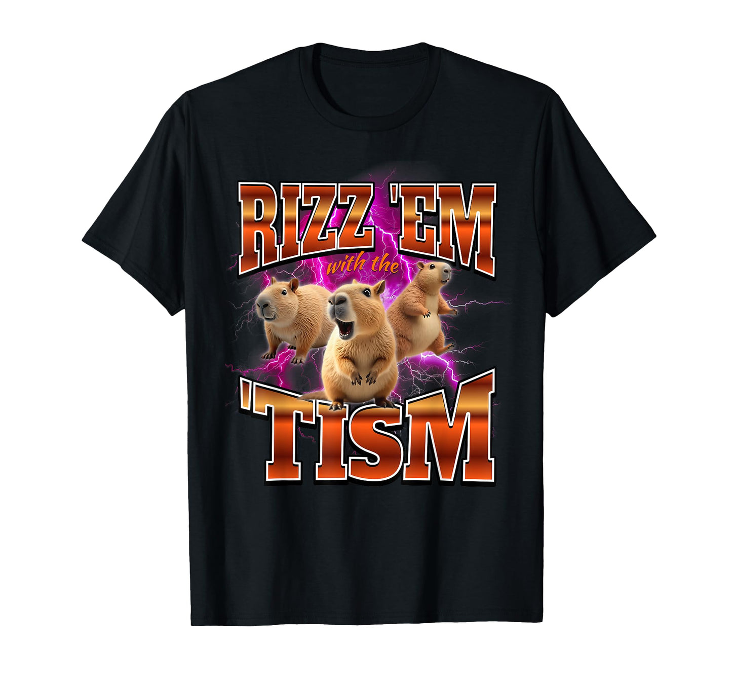 Autism Capybara Rizz Em With The Tism Brainrot Funny Meme T-Shirt
