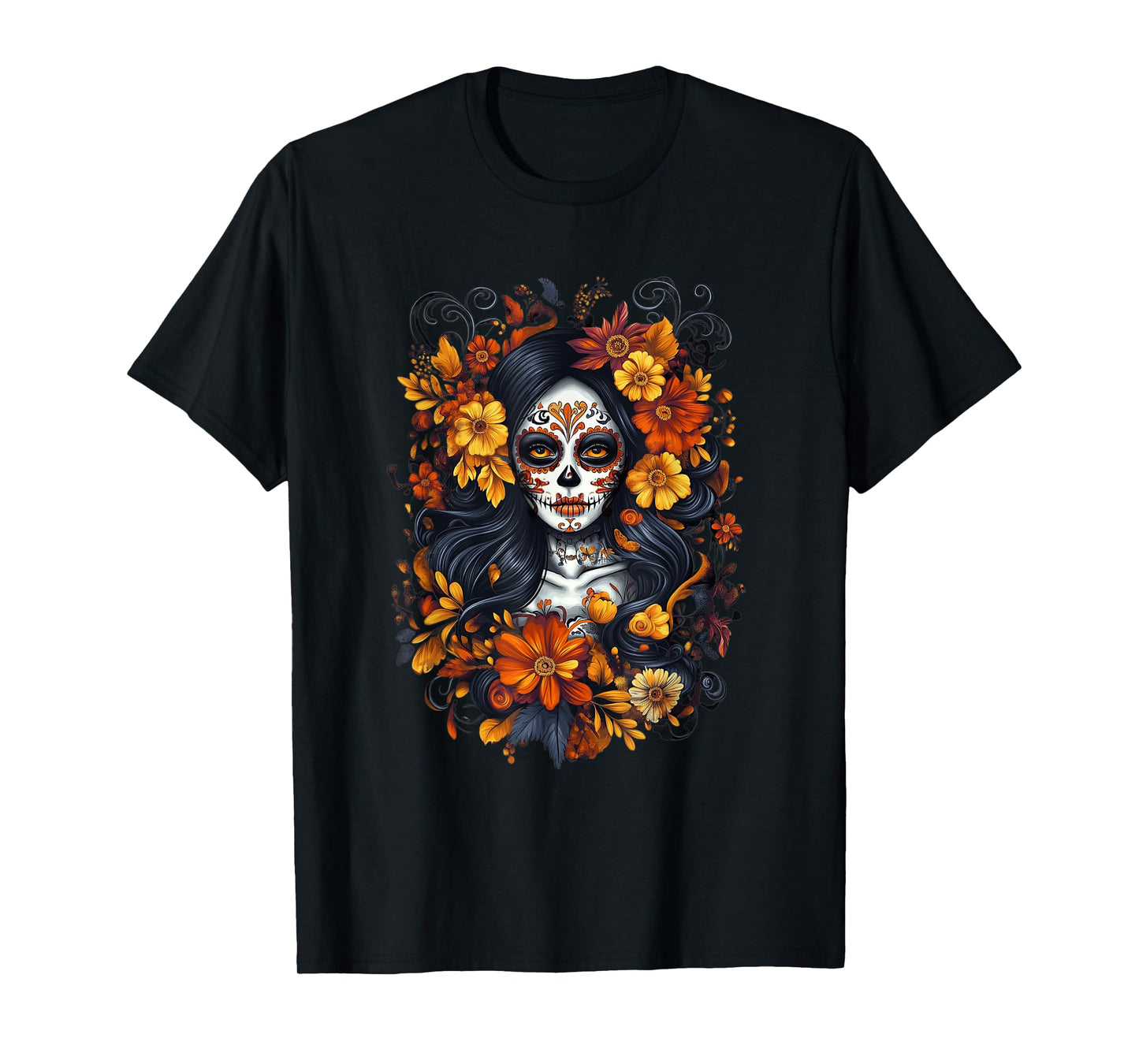 De Los Muertos La Catrina Day Of Dead Sugar Skull Halloween T-Shirt