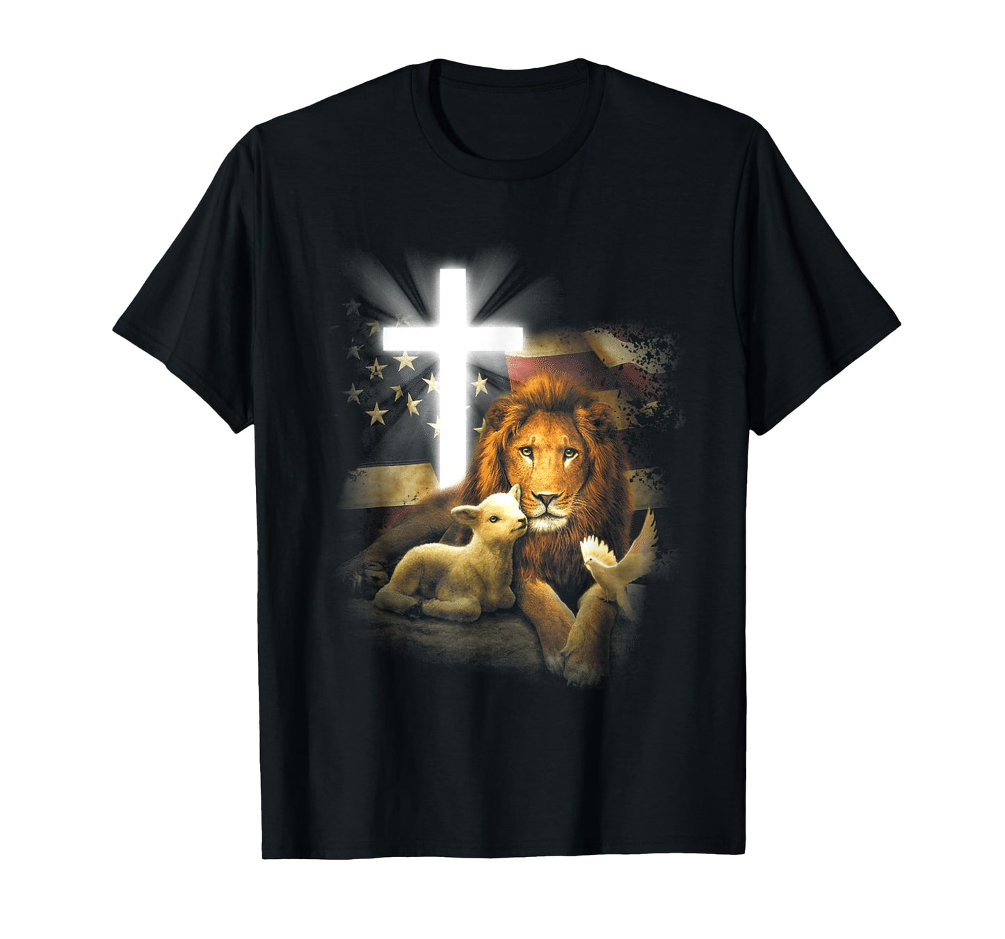 Lion And Lamb Cross Jesus Christ T-Shirt