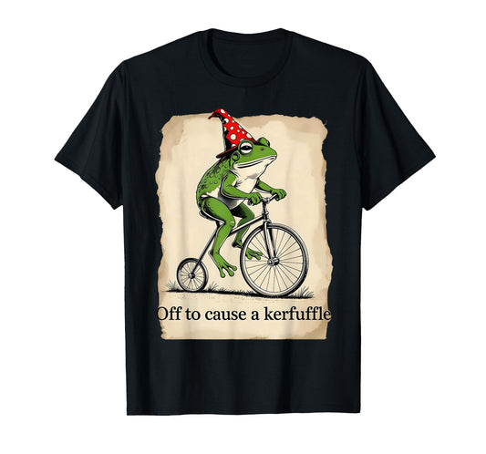 Funny Frog Riding Penny-Farthing Off to Cause a Kerfuffle T-Shirt