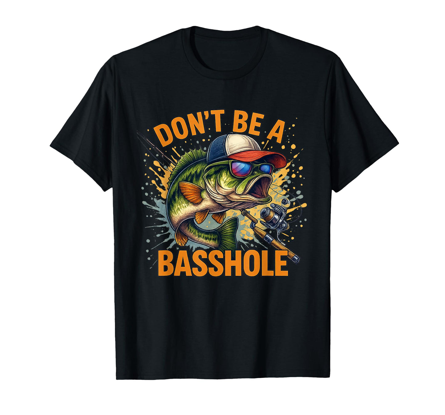 Don't Be A Basshole Bass Fish Funny Fishing Watercolor T-Shirt