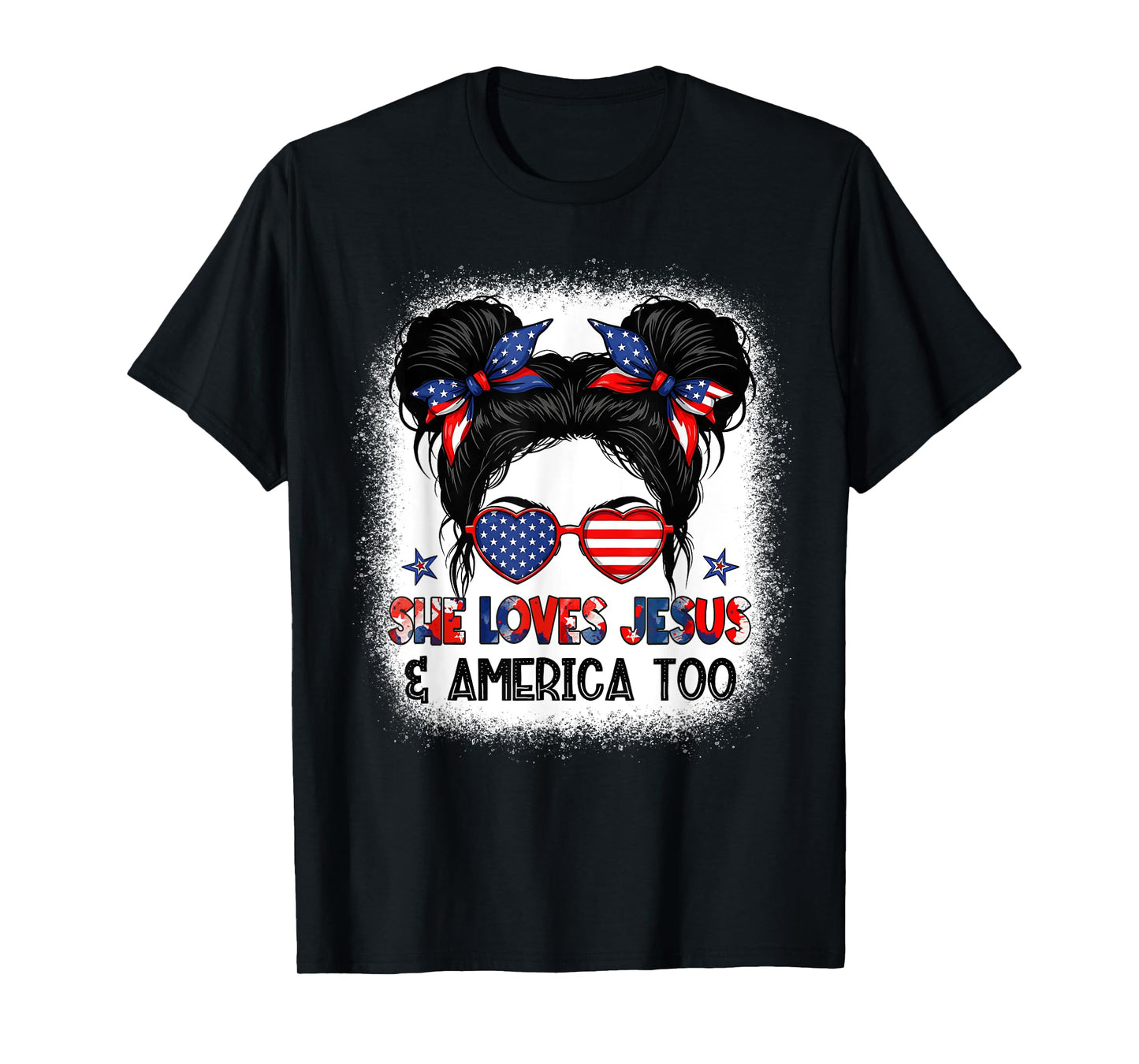 American Flag She Loves Jesus & America Too Christian Jesus T-Shirt