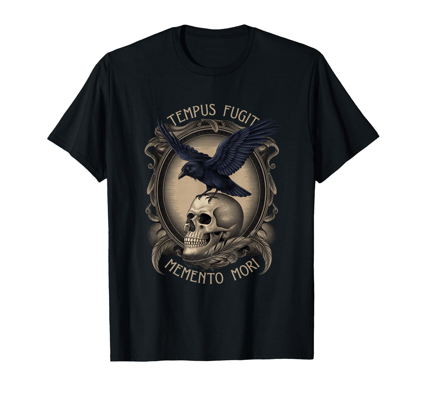Memento Mori Life Raven Tempus Fugit Dark Gothic T-Shirt