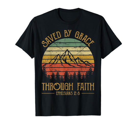 Vintage Christian Saved By Grace Through Faith T-Shirt
