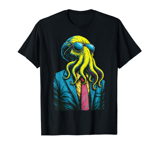 Cthulhu Business Suit, Lovecraftian Cosmic Horror Streetwear T-Shirt