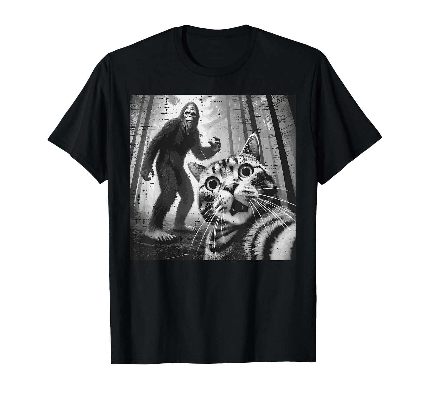 Cat Bigfoot Selfie Funny Meme Sasquatch Men Boys Kids Women T-Shirt