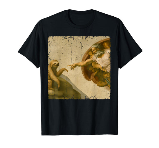 Sloth God Creation of Adam Meme Funny Memes T-Shirt