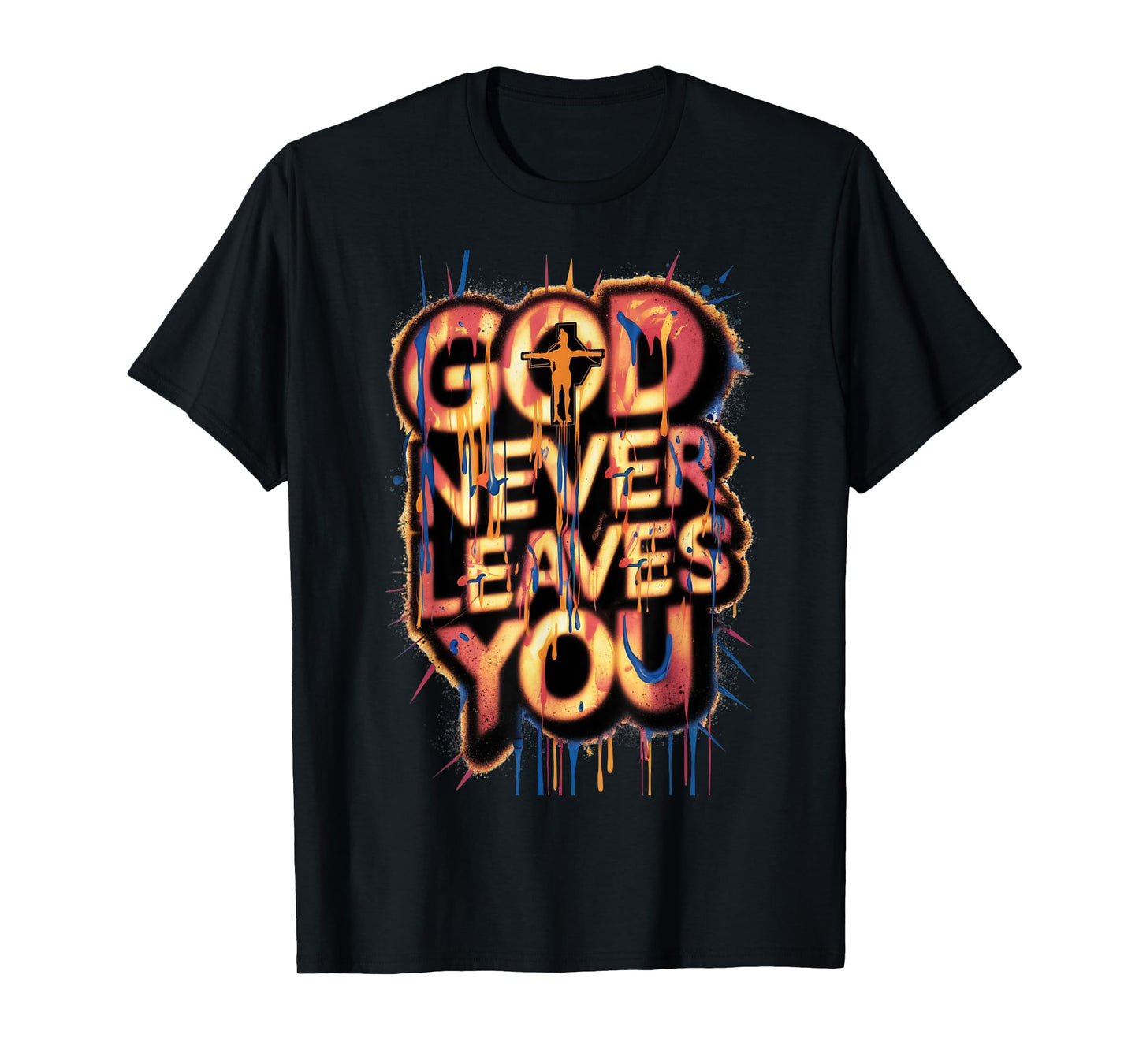 God Never Leaves You God is Good Inspirational Christian T-Shirt
