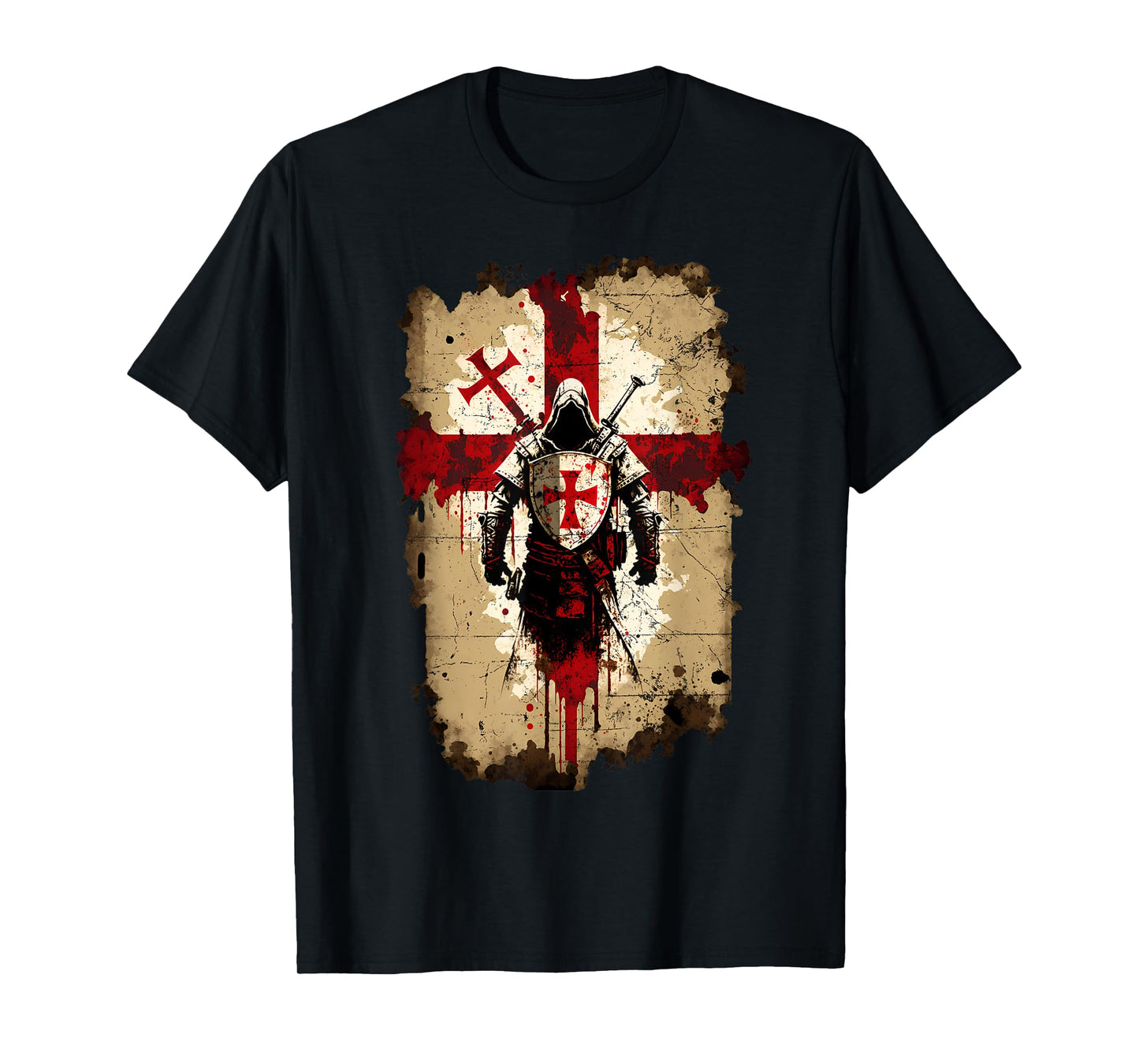 Knights Templar Crusader Cross Soldier of Christ Flag T-Shirt