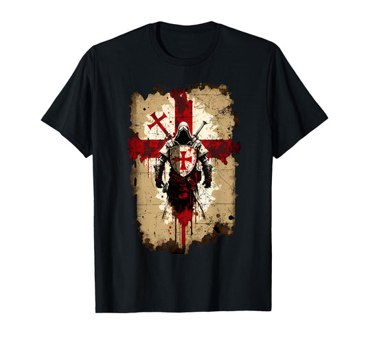 Knights Templar Crusader Cross Soldier of Christ Flag T-Shirt