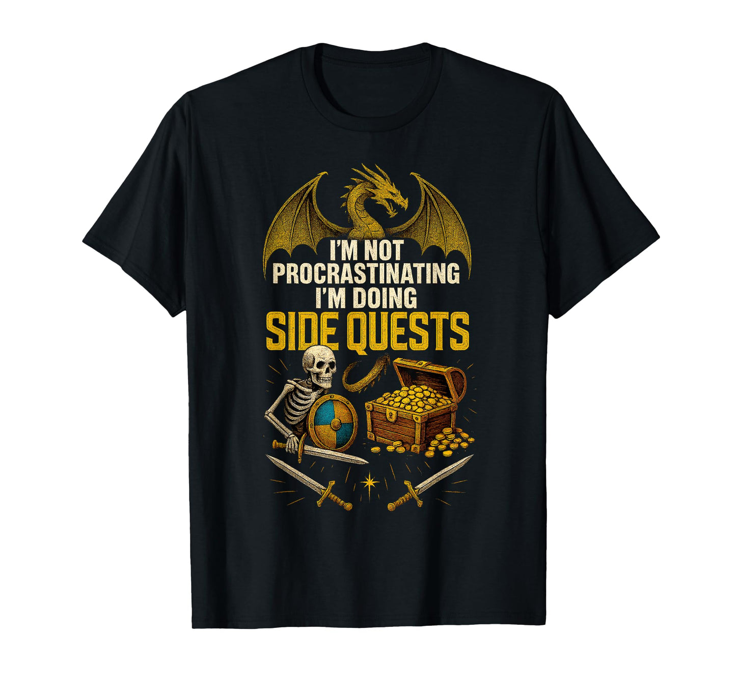 RPG Gamer Not Procrastinating I'm Doing Side Quests Dragon T-Shirt