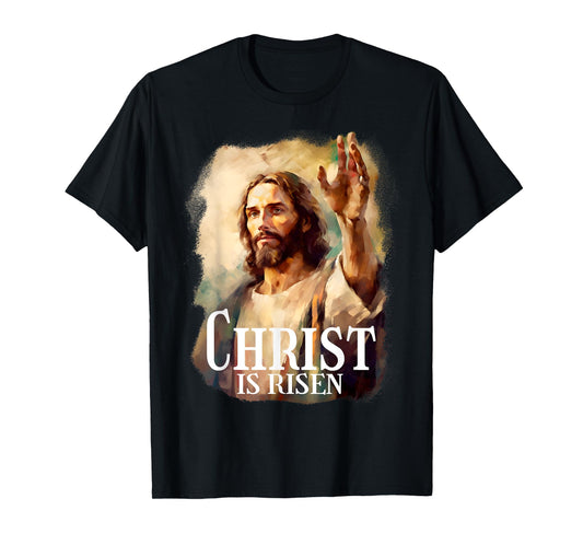 Christ is Risen Jesus Portrait Christian Faith Easter T-Shirt