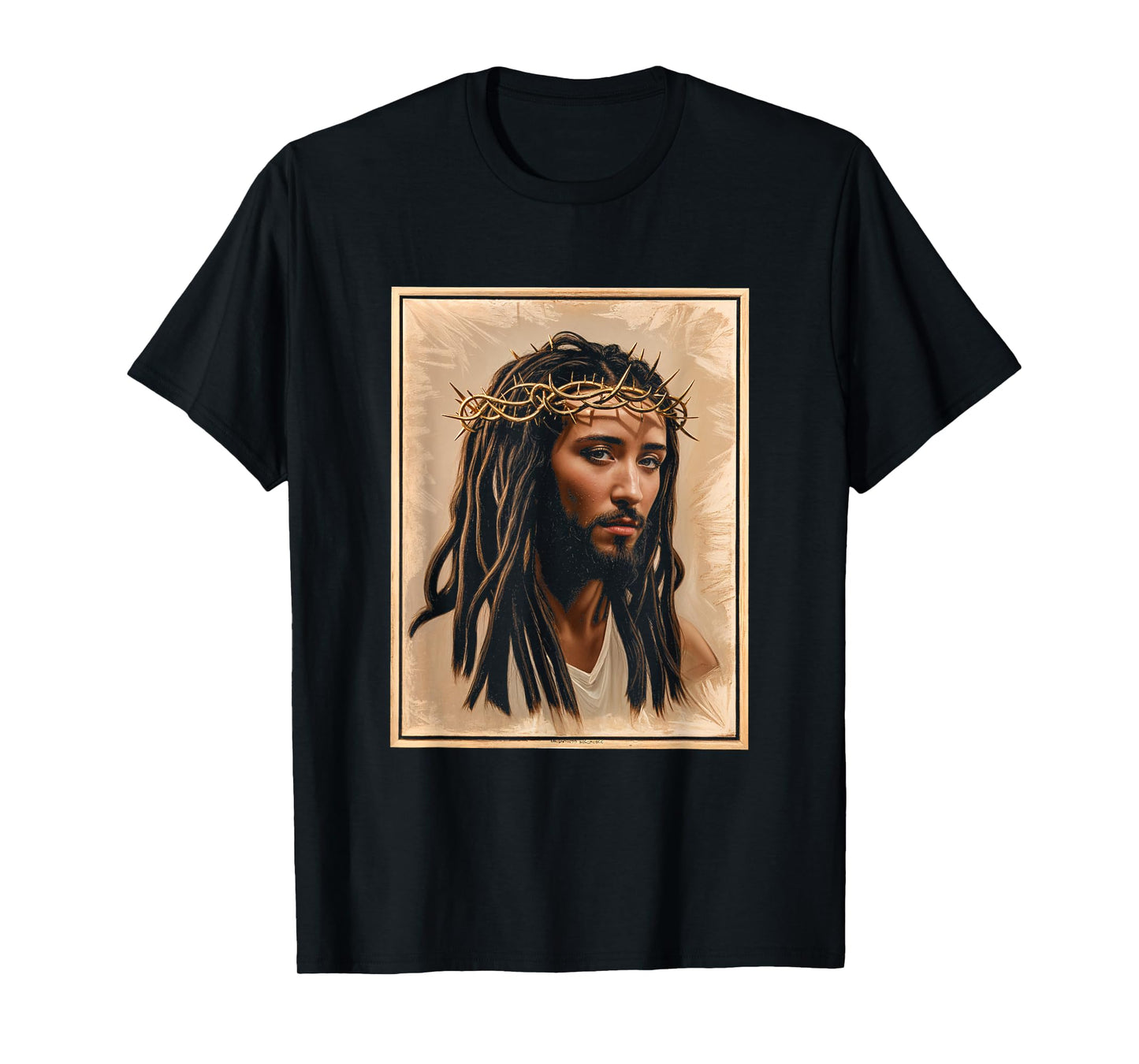 Black Jesus Crown Portrait Faith Christian Religion T-Shirt