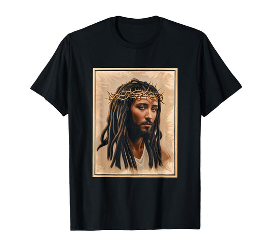 Black Jesus Crown Portrait Faith Christian Religion T-Shirt