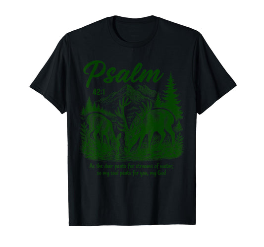 Psalm 42 1 Deer Christian Nature Art Forest Religious Faith T-Shirt