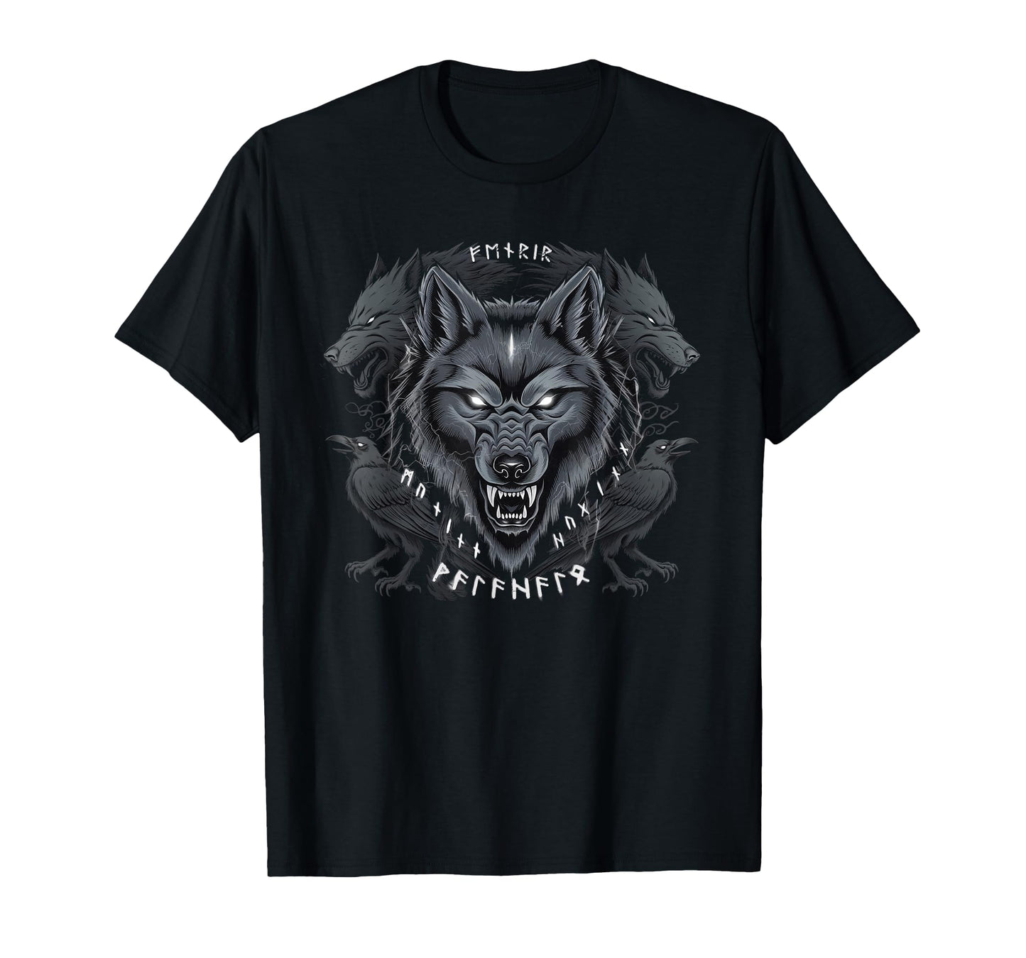 Fenrir Wolf Odins Fenrir Wolf Hugin Munin Ravens Walhalla T-Shirt