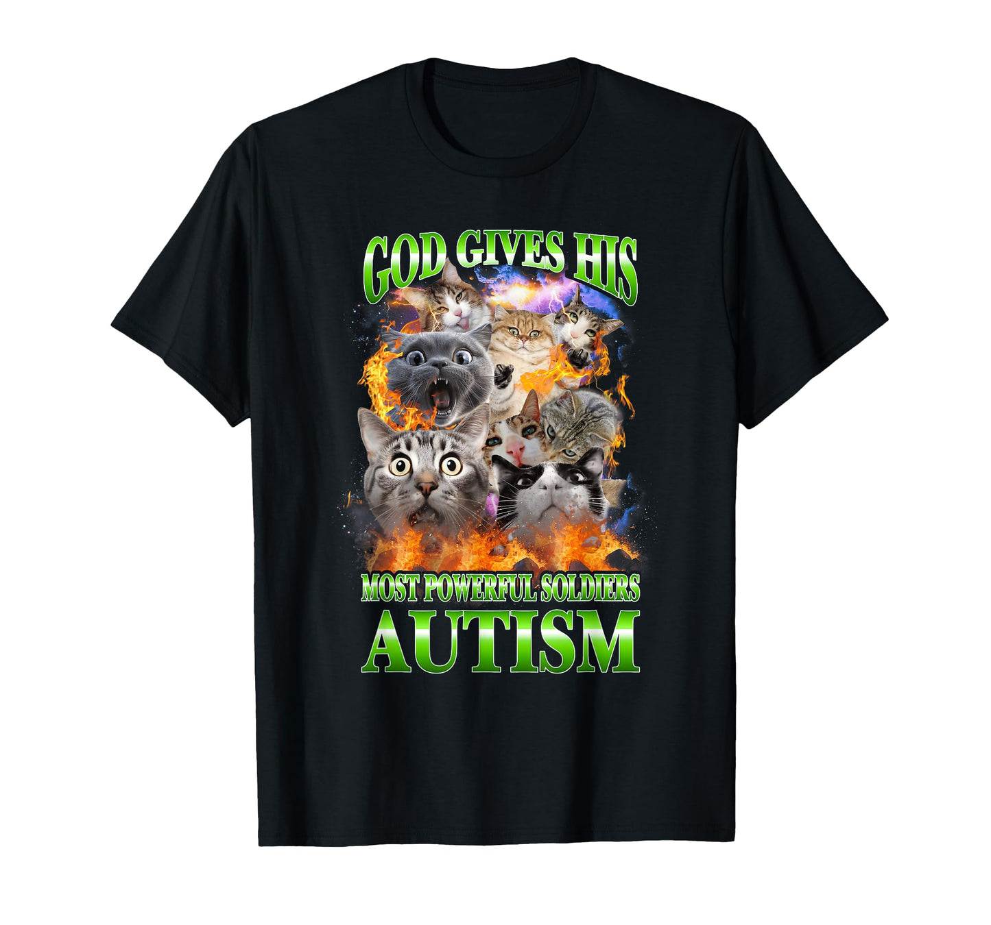 God Gives His Most Powerful Autism Funny Cat Meme Bootleg T-Shirt
