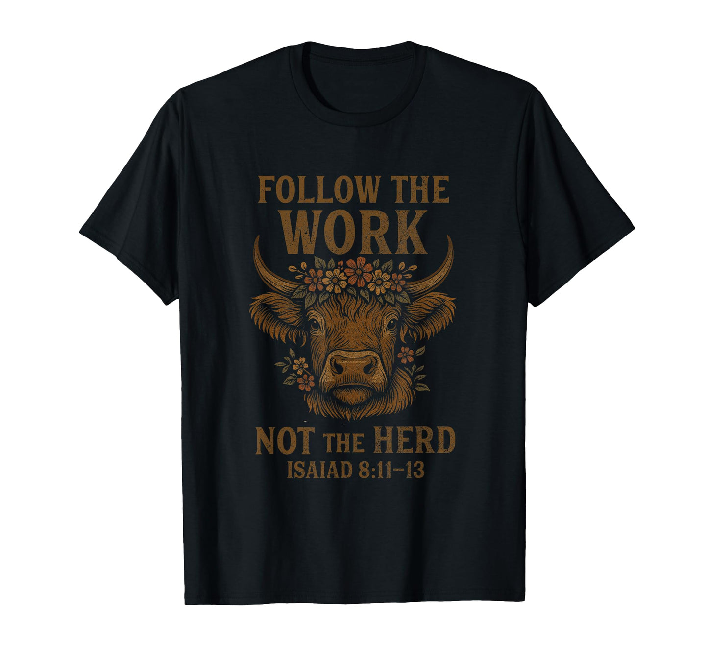 Follow The Word Not The Herd Christian Western Highland Cow T-Shirt