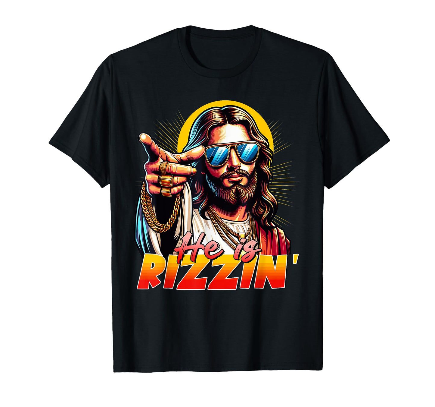 He Is Rizzin' Funny Jesus Christian Happy Easter Eggs Hunt T-Shirt