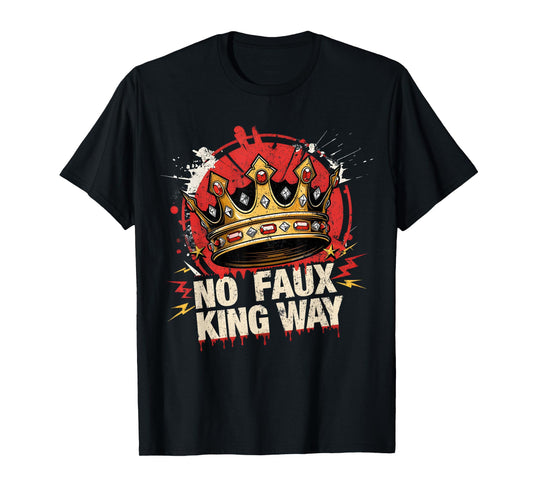 No Faux King Way Funny Retro Flowers Crown Art T-Shirt