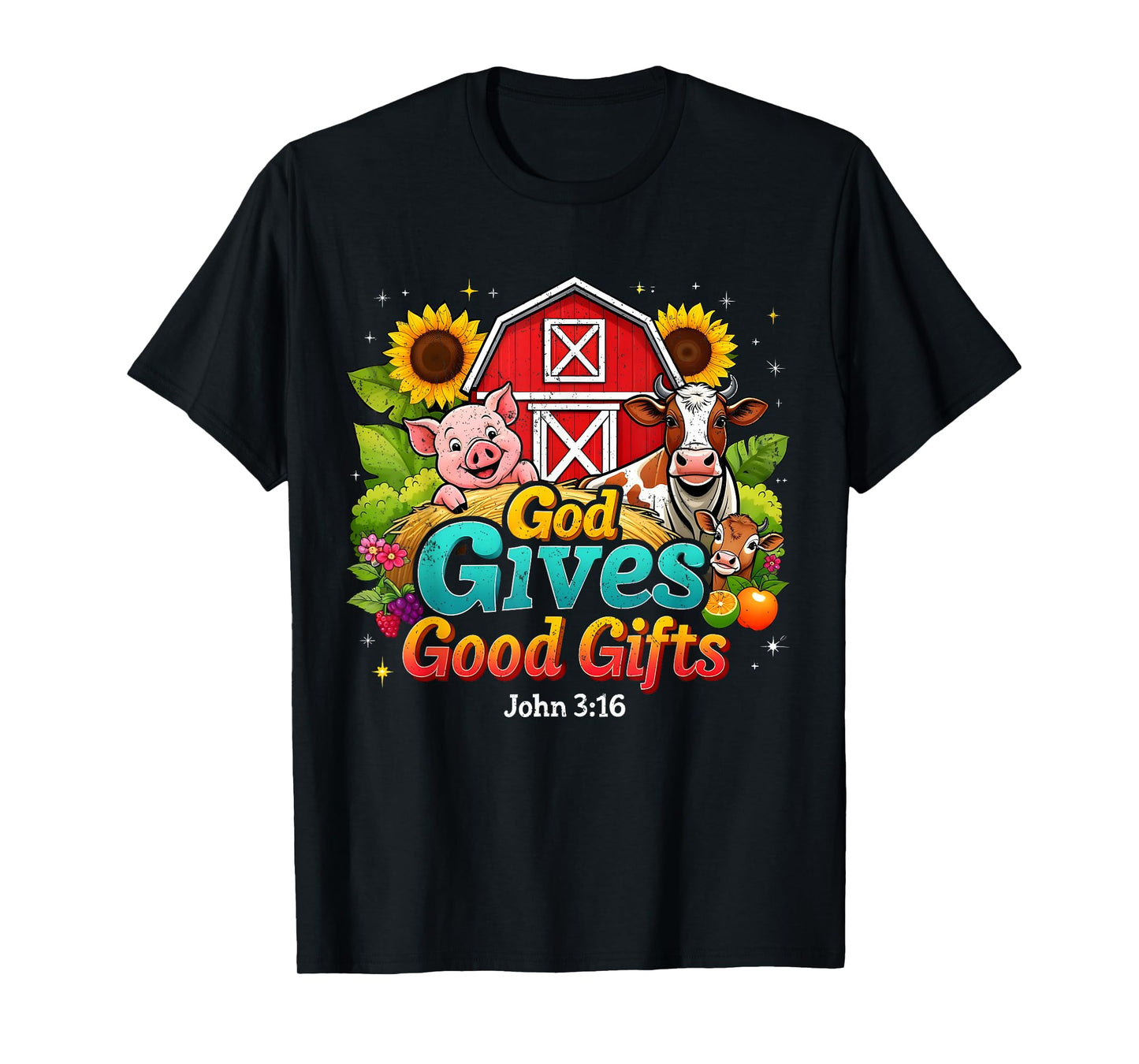 God Gives Good Gifts Farm Bible Verse Yee Haw VBS 2025 T-Shirt