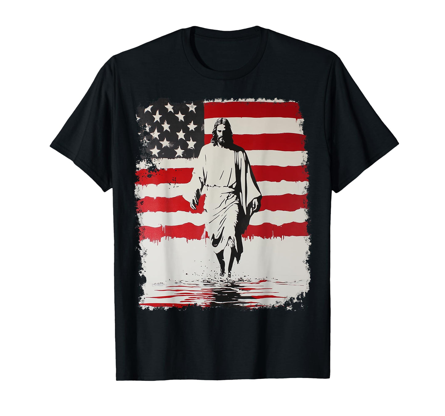 Jesus with American Flag T-Shirt