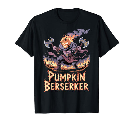 Pumpkin Head Berserker - Funny Viking Warrior Halloween T-Shirt