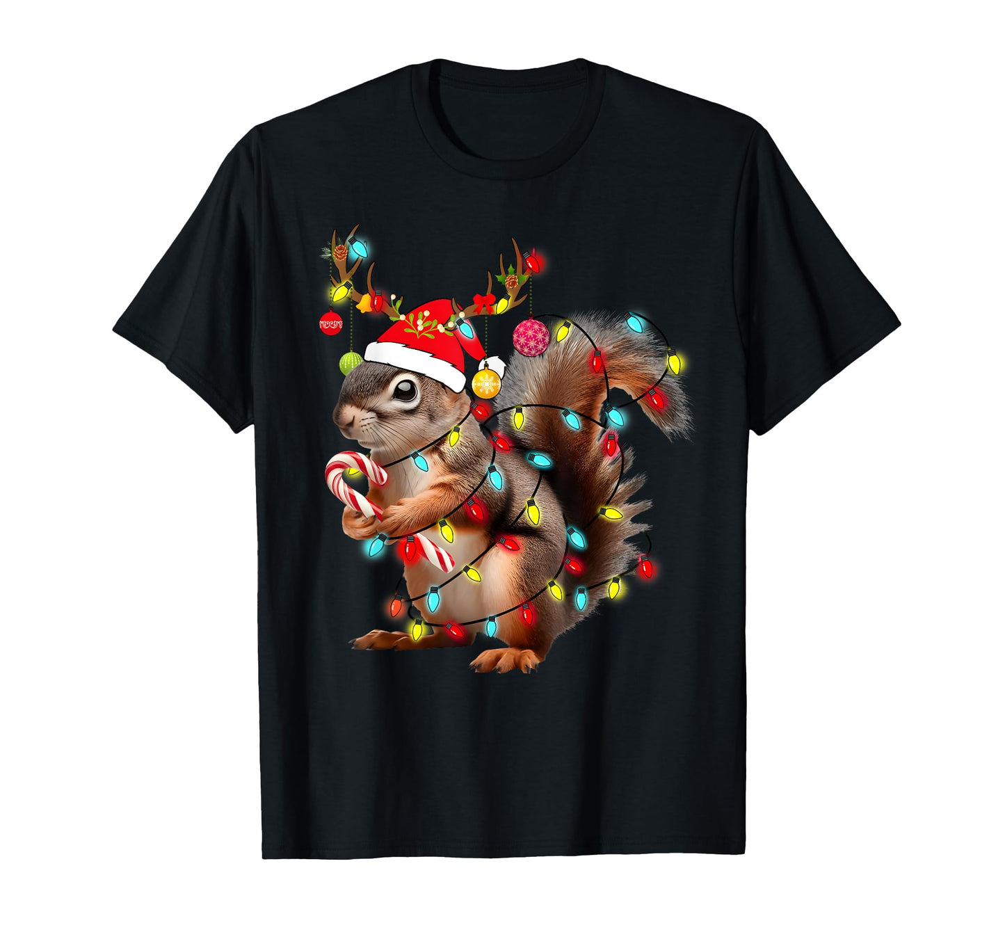Squirrels Christmas Lights Funny Xmas Squirrel Lover Pajama T-Shirt