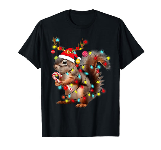 Squirrels Christmas Lights Funny Xmas Squirrel Lover Pajama T-Shirt