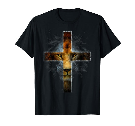 Christian Jesus Lion of Tribe Judah Cross Gift for Men Women T-Shirt