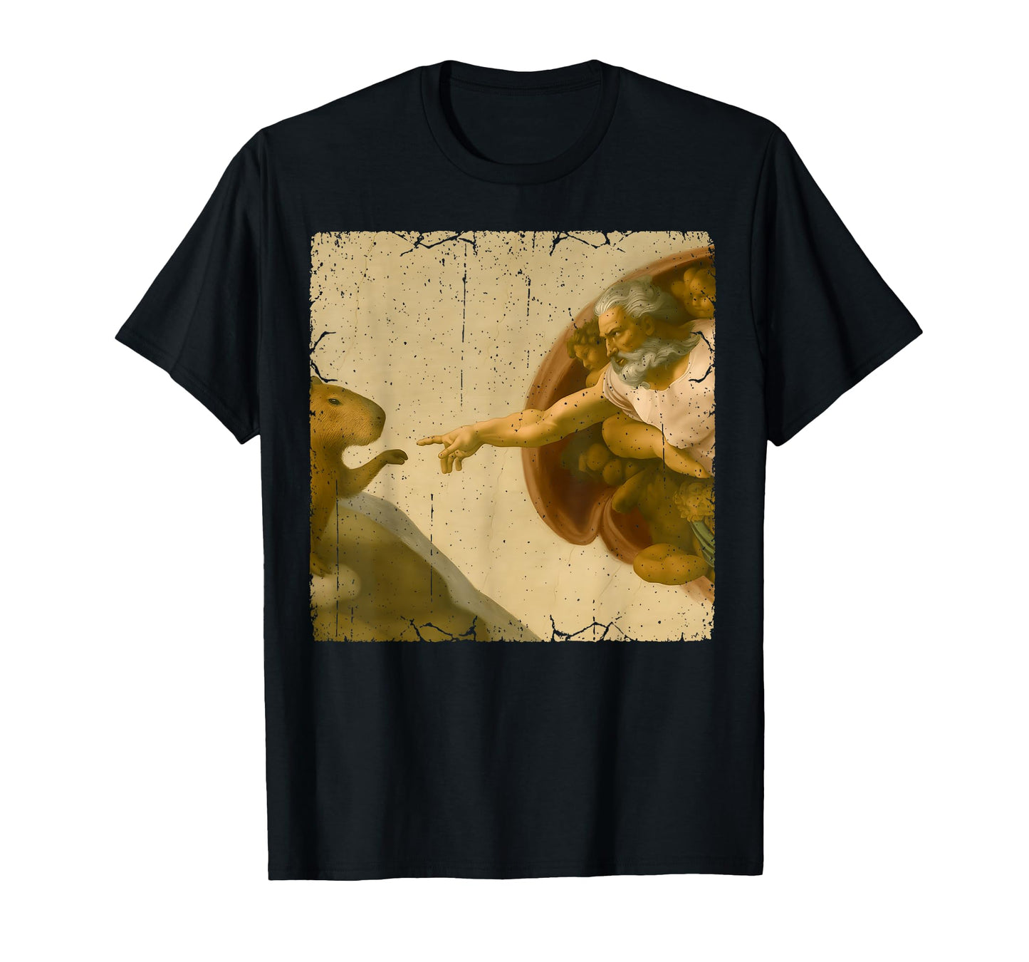 Capybara God Creation of Adam Meme Funny Memes T-Shirt