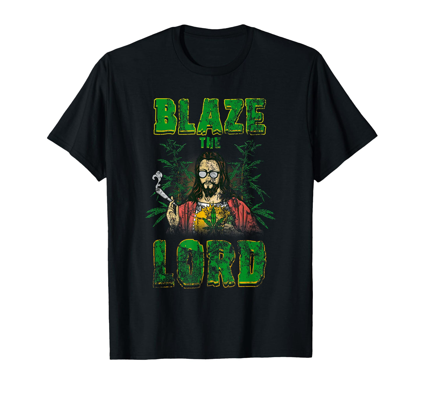Vintage CBD Cannabis Jesus Shirt Blaze The Lord Funny AF 420