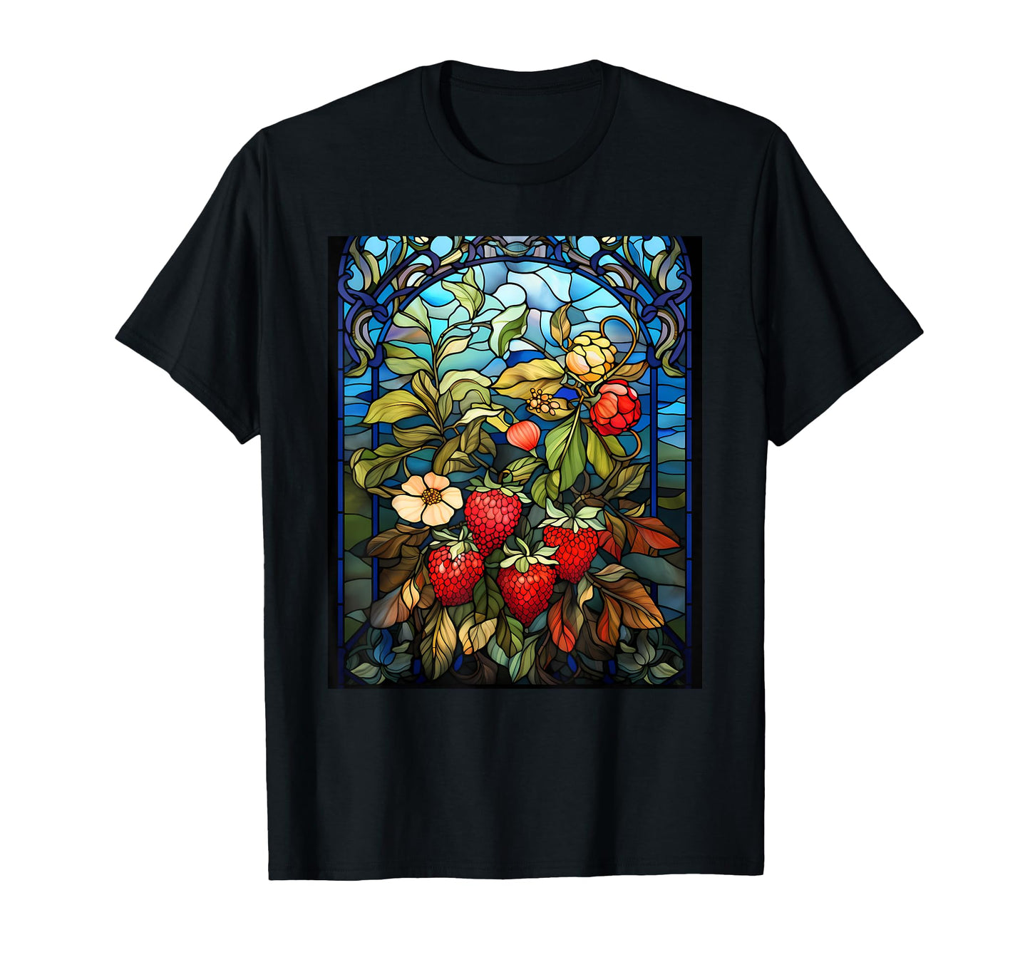 Stained Glass Style Strawberry T-Shirt