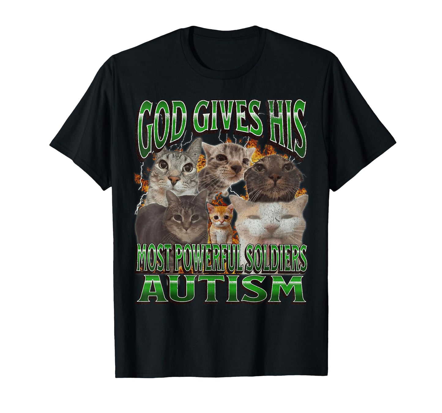 God Gives His Most Powerful Autism Funny Cat Meme Bootleg T-Shirt