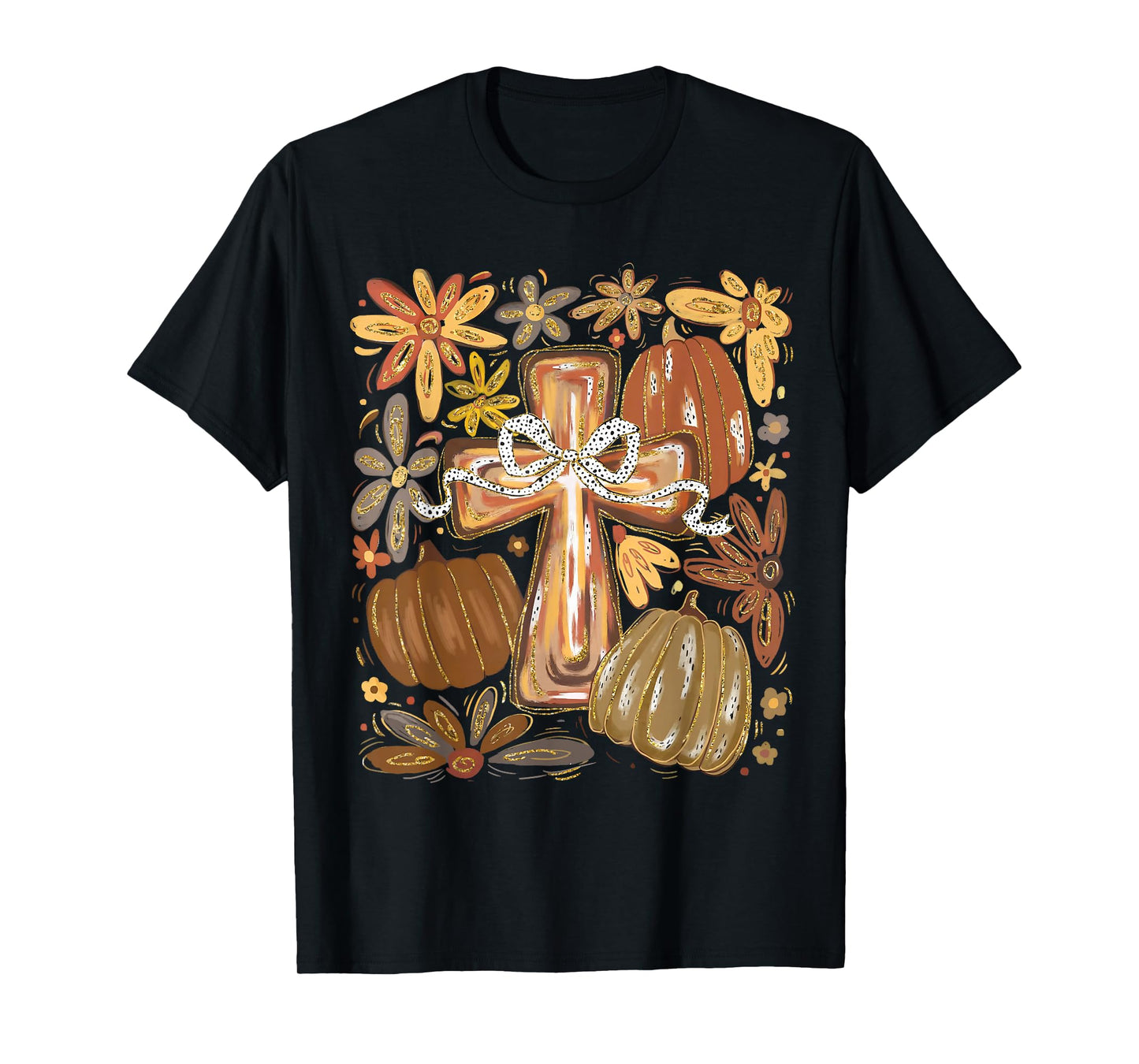 Coquette Bow Christian Jesus Pumpkin Thanksgiving Autumn T-Shirt
