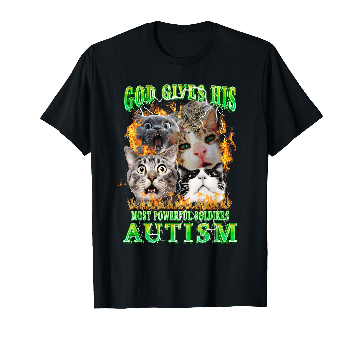 God Gives His Most Powerful Autism Funny Cat Meme Bootleg T-Shirt
