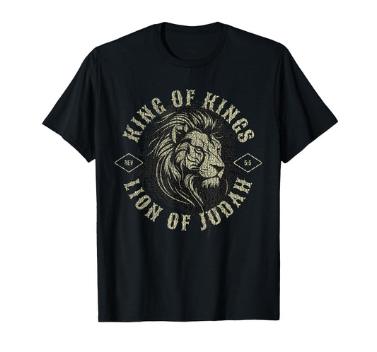 King of Kings Lion of Judah Christian Faith Religious Design T-Shirt